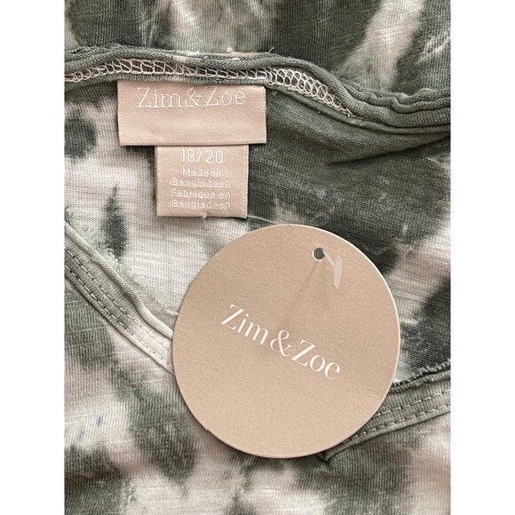 ZIM & ZOE Plus Size Tiered Tie Dye Olive Dress, 18/20 - Picture 6 of 7
